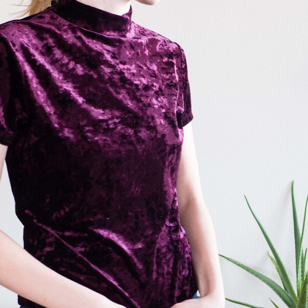 Velvet turtleneck top
